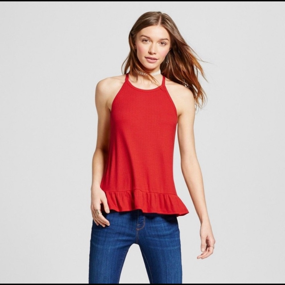 Red flowy tank top